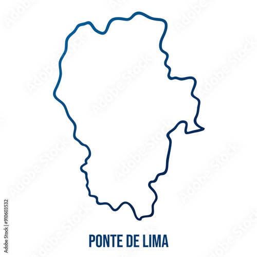 Ponte de Lima municipality, Viana do Castelo district map. Abstract smooth blue gradient linear vector