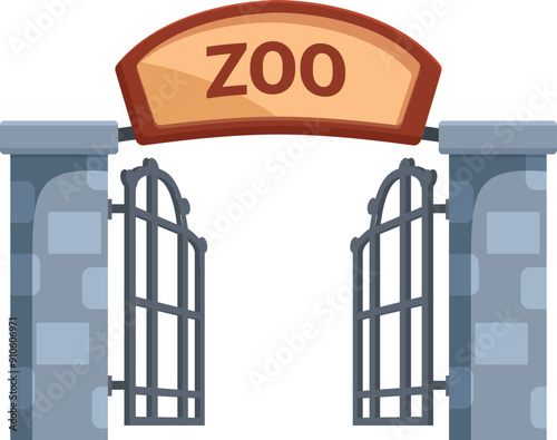 Open iron gates with welcome sign above welcoming visitors to the zoo for a day of wildlife viewing