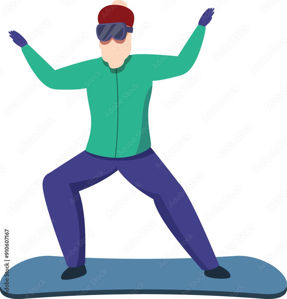 Elderly man having fun snowboarding wearing winter clothes Elderly man having fun snowboarding wearing winter clothes