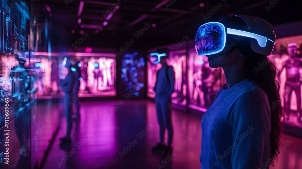 The Future Unveiled. Futuristic museum with interactive holographic exhibits concept The Future Unveiled. Futuristic museum with interactive holographic exhibits concept