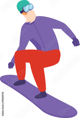 Snowboarder is crouching on his board while riding down a snowy mountain