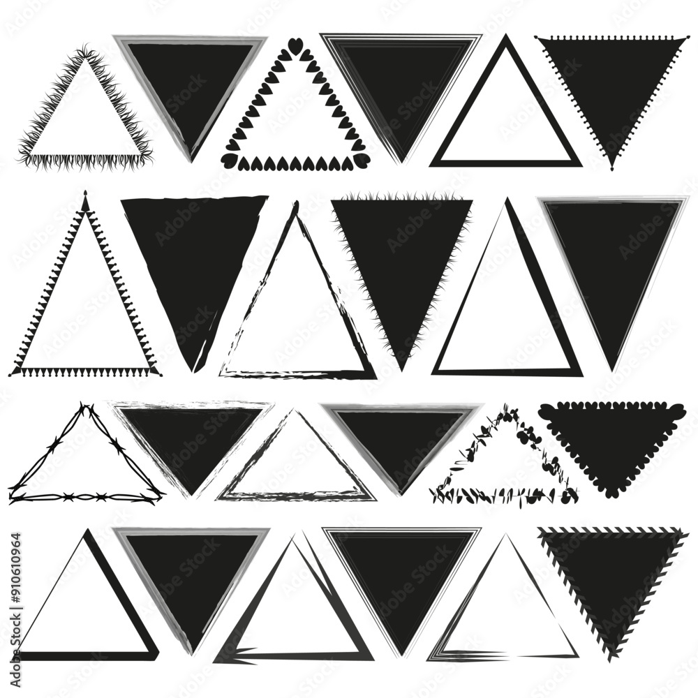 Abstract triangle designs. Various styles and textures. Black and white. Vector illustration. Abstract triangle designs. Various styles and textures. Black and white. Vector illustration.