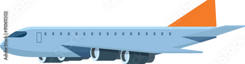 Big commercial airplane is flying in the air, side view of the aircraft