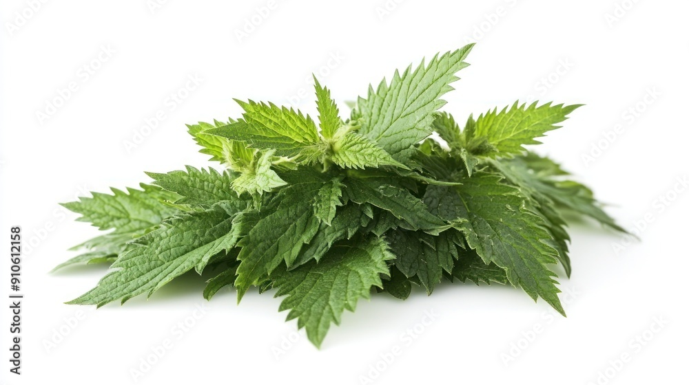 Fresh Green Nettle Leaves Isolated on White Background Fresh Green Nettle Leaves Isolated on White Background