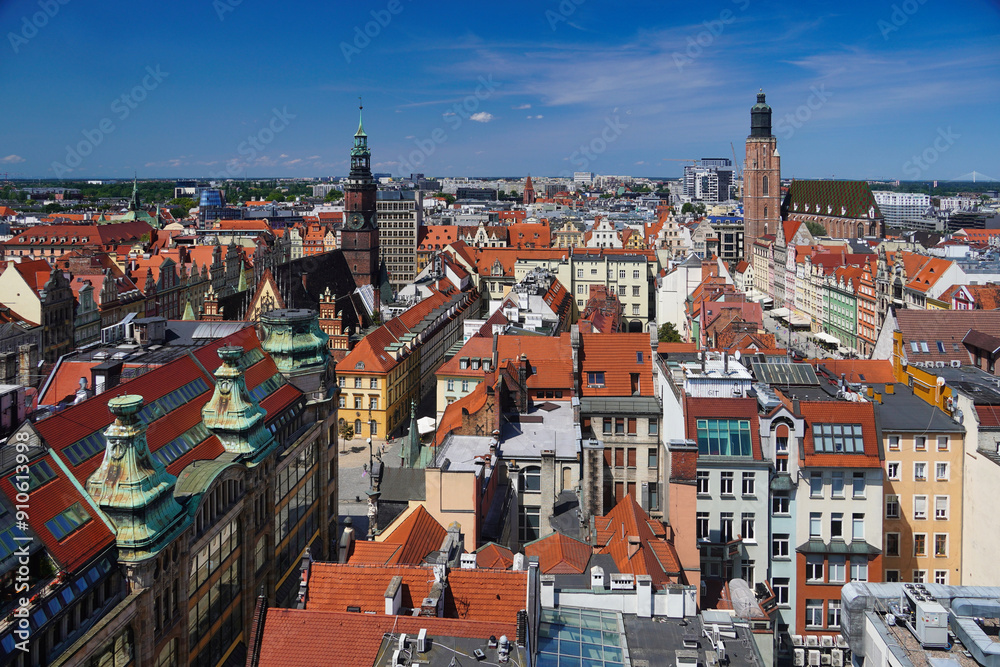 Naklejka premium View of Wrocław from the Penitents' Bridge.