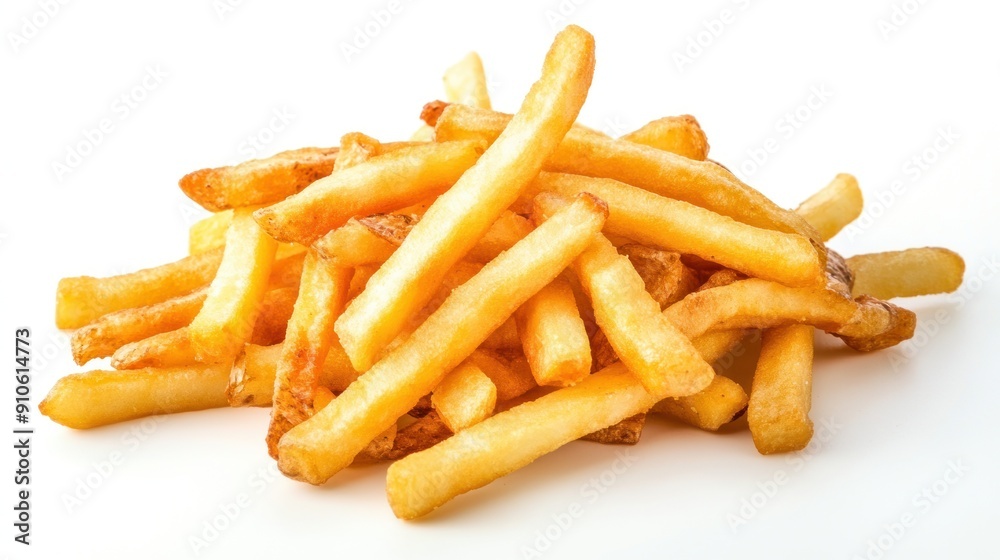 Golden French Fries on White Background Golden French Fries on White Background