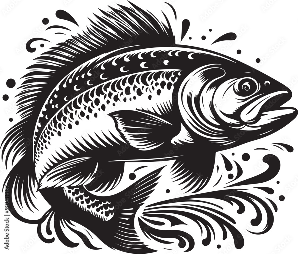 a fish with a black and white design a fish with a black and white design