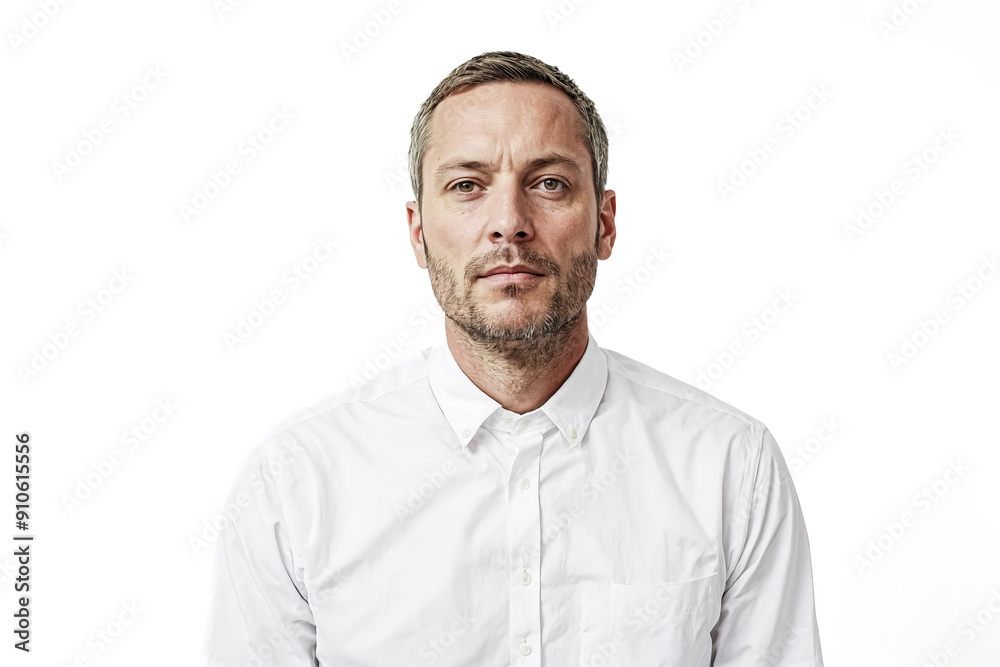 Portrait of a Serious Man in a White Shirt Portrait of a Serious Man in a White Shirt