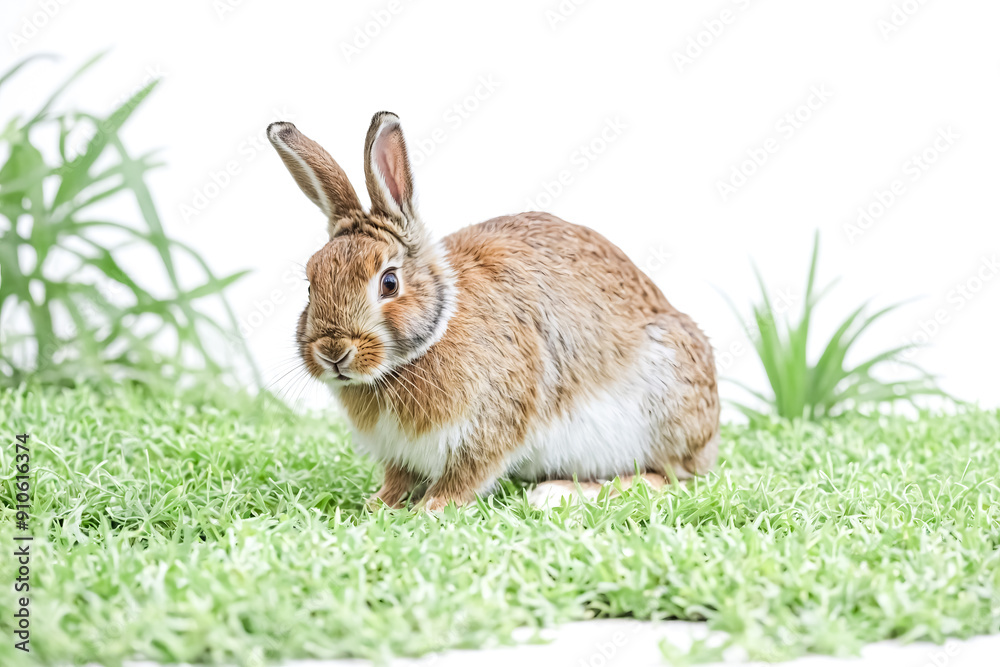 Cute Brown Rabbit Sitting in Grass Cute Brown Rabbit Sitting in Grass