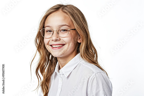 Happy girl in glasses smiling