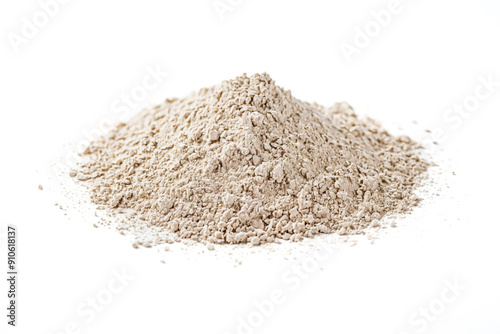 Pile of White Clay Powder Isolated on White Background