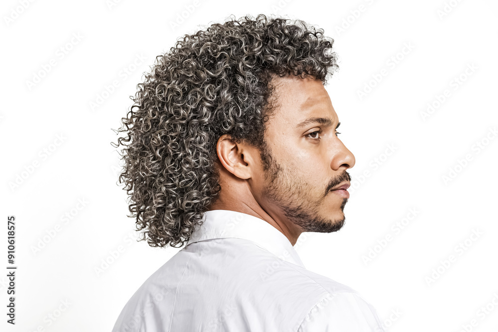 Side Profile of Man with Curly Hair Side Profile of Man with Curly Hair