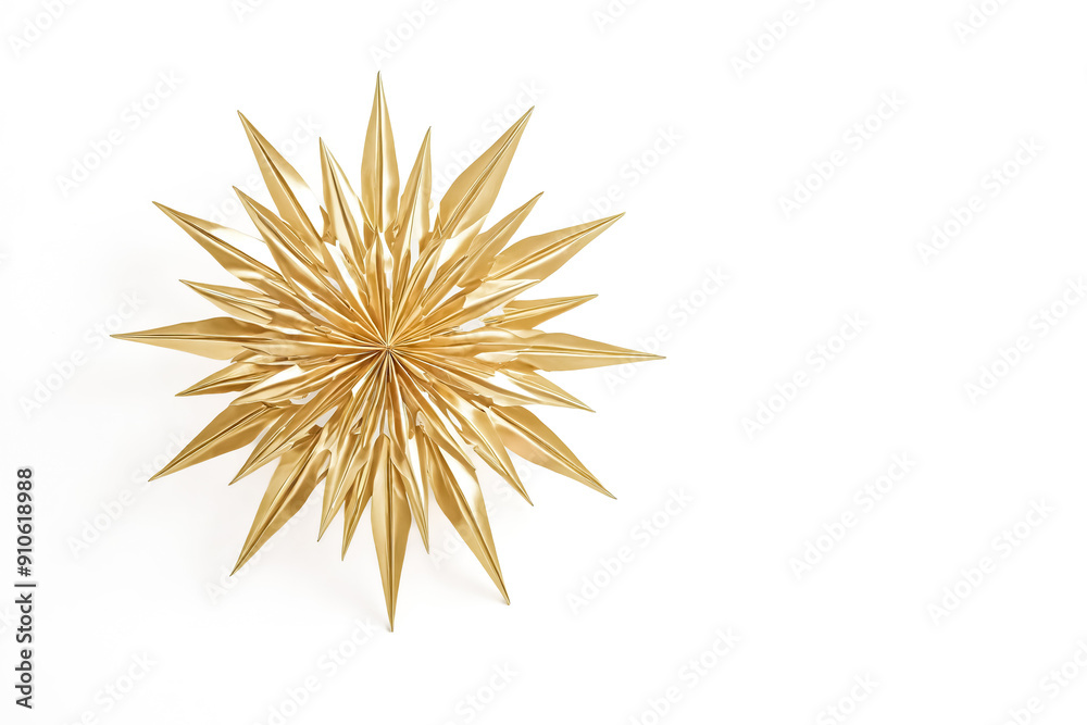 Fototapeta premium Golden Star Decoration on White Background