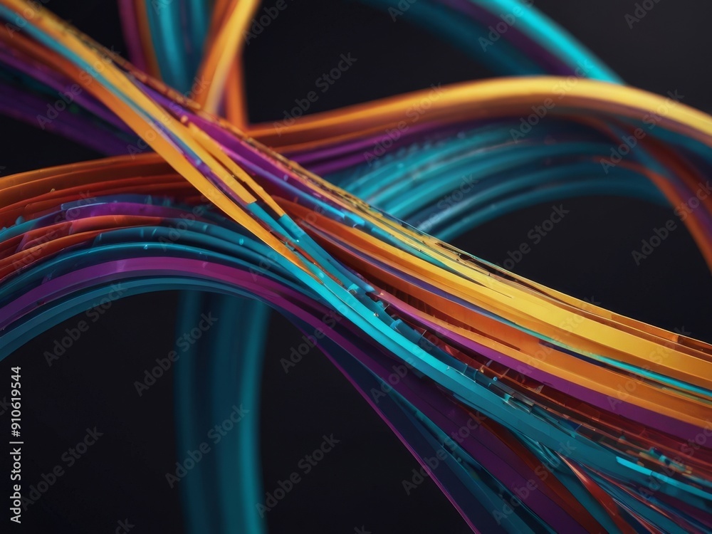 Abstract 3d Composition of Colorful Curved Lines Abstract 3d Composition of Colorful Curved Lines