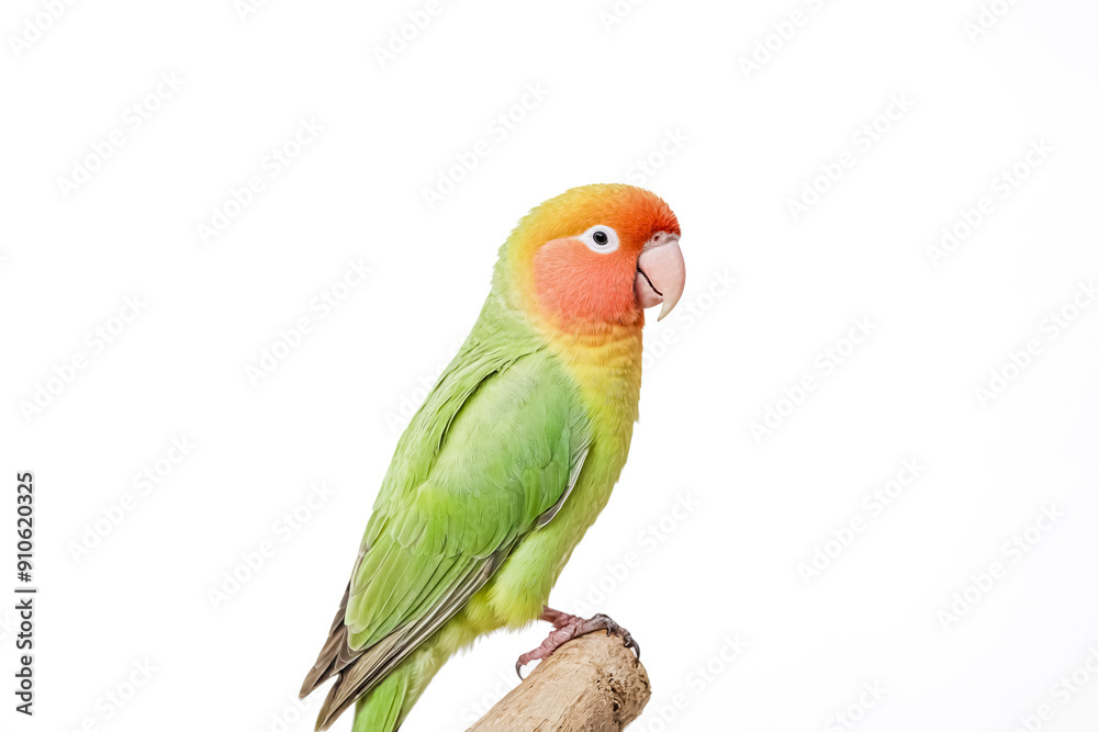 Green and orange lovebird perched on a branch Green and orange lovebird perched on a branch