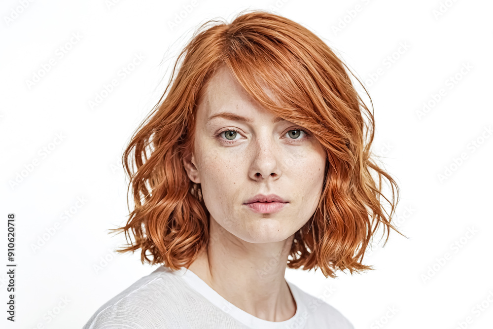 Portrait of a young woman with red hair looking at the camera Portrait of a young woman with red hair looking at the camera