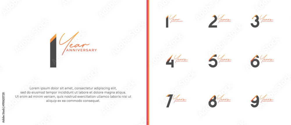 anniversary logo style set with orange and black color can be use for celebration moment anniversary logo style set with orange and black color can be use for celebration moment