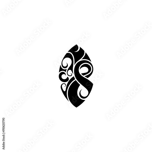 tribal leaf nature with flat style in black color