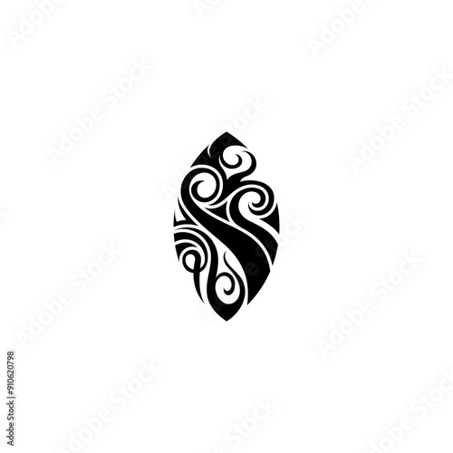 tribal leaf with flat style in black color