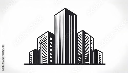 Building city logo. A city building apartment tall hi-rise logo icon