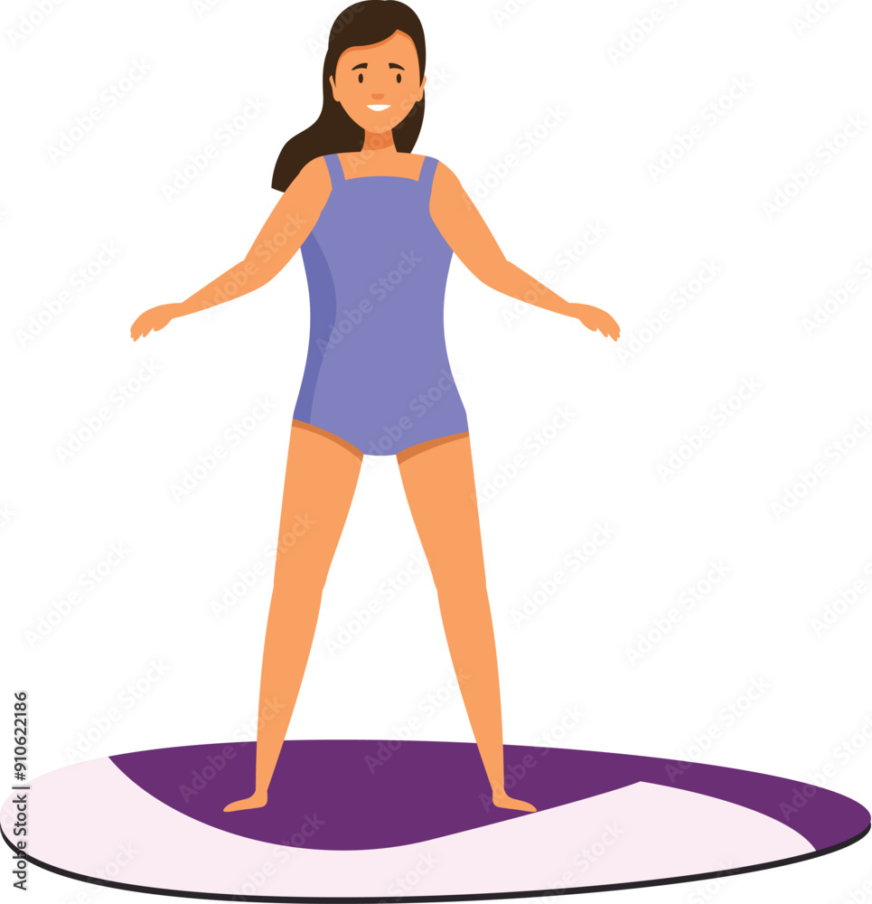 Cheerful female surfer is preparing to ride a wave, enjoying the thrill of the ocean Cheerful female surfer is preparing to ride a wave, enjoying the thrill of the ocean