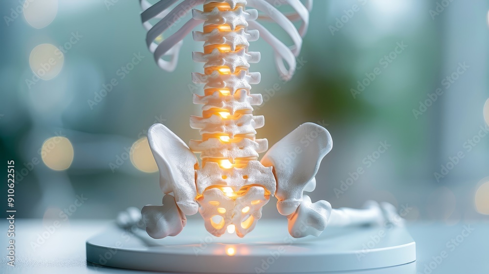 Naklejka premium 3D Render of Human Pelvis and Spine