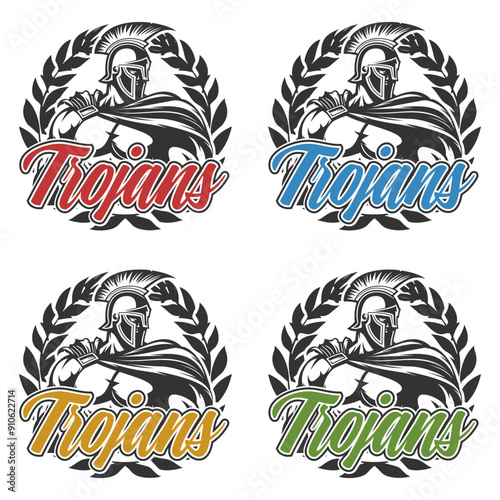 Trojans Illustration Clip Art Design Shape. Mascot Silhouette Icon Vector.