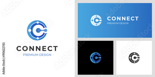 Global connect logo icon design with abstract letter C design idea for brand technology logo design