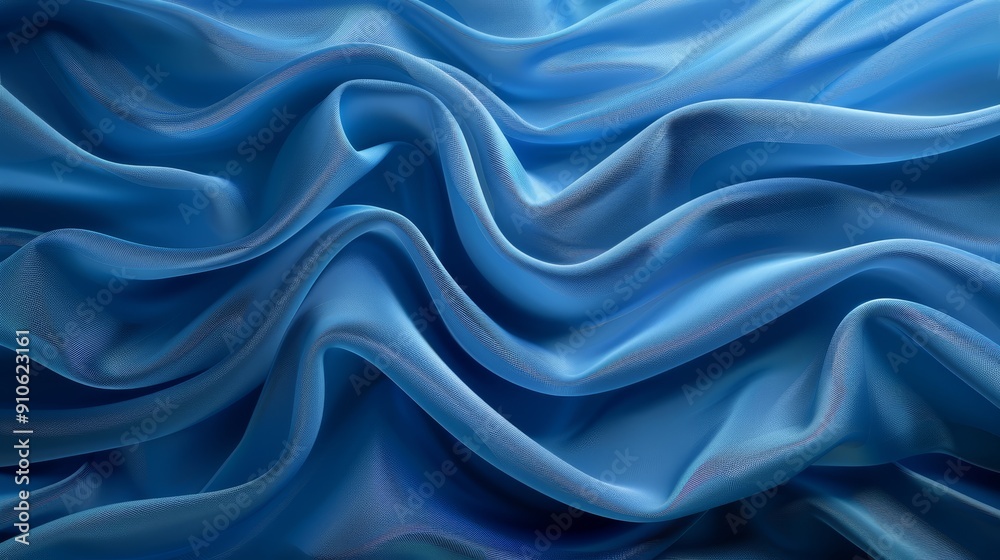 Fototapeta premium Abstract Silk Blue Background with Flowing Waves