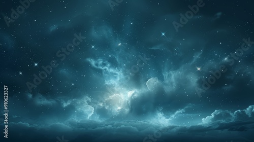 Starry Night Sky with Clouds and Nebulae