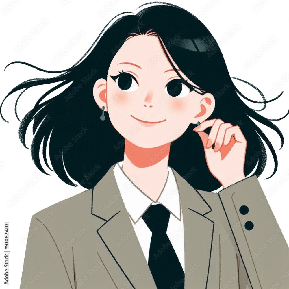 耳を触る女子高生 耳を触る女子高生