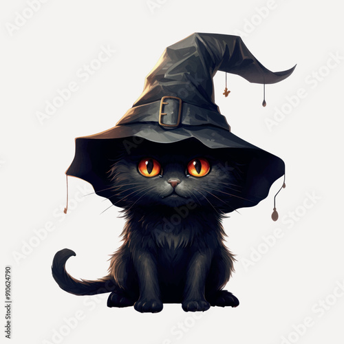 Adorable black cat witch hat
