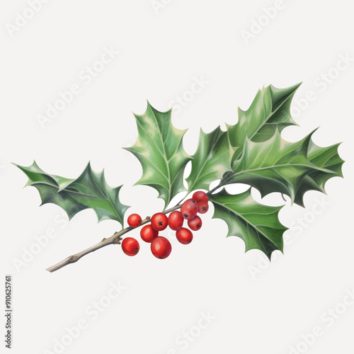 Holly branch with red berries