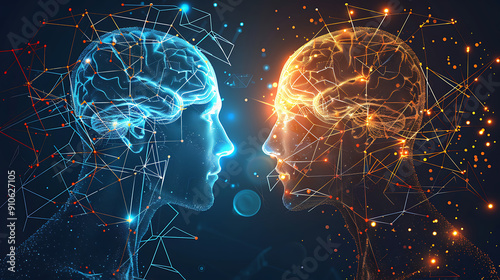 A digital art representation of two human heads facial
