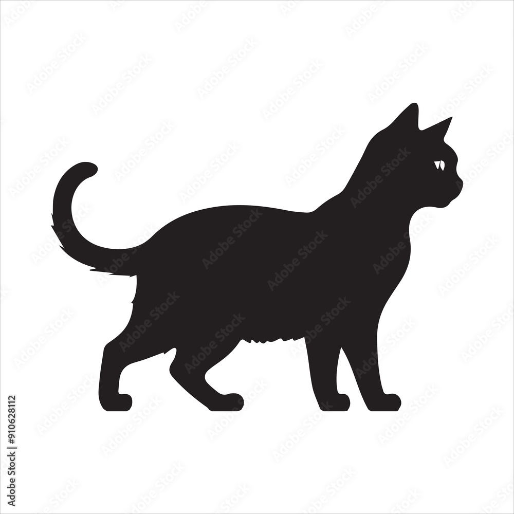 Cat silhouette against a white background. Ideal for pet themed design Cat silhouette against a white background. Ideal for pet themed design