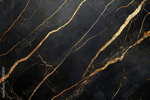 black marble with golden lines background.