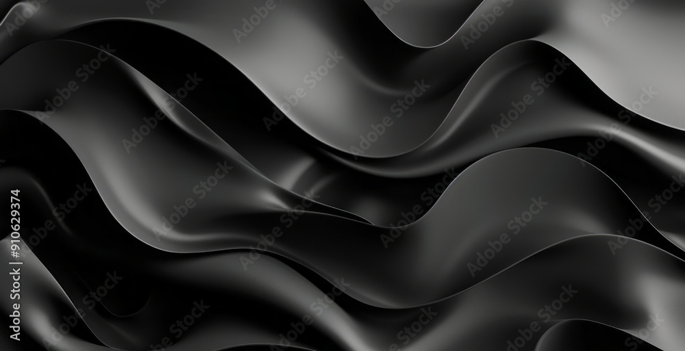 Abstract background of black waves, futuristic steel look Abstract background of black waves, futuristic steel look
