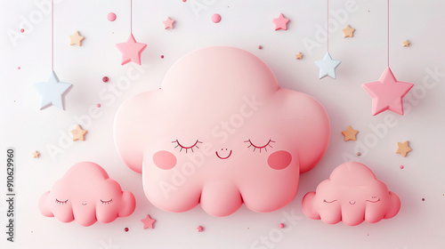 pink cloud illustration on a white background 