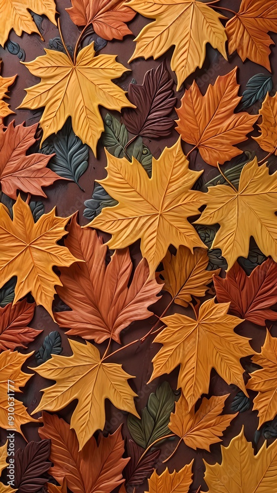 Softly Drawn Acrylic Painting with Autumn Colors Softly Drawn Acrylic Painting with Autumn Colors