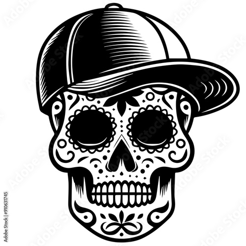 Day of the Dead Skull wearing Baseball Cap