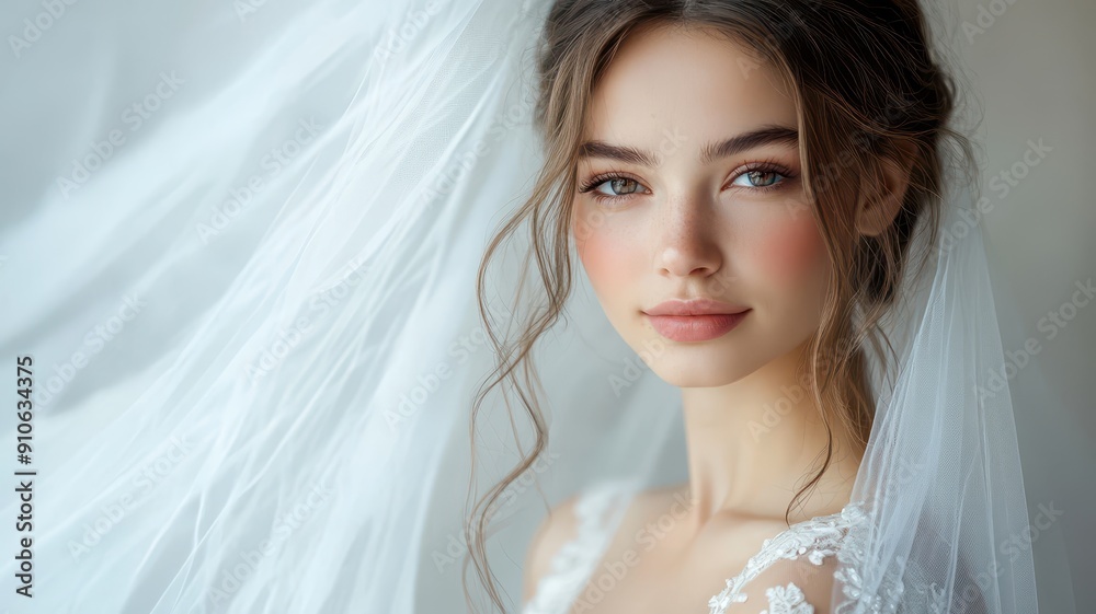 A beautiful bride with soft makeup and elegant veil, capturing the essence of romance and elegance on her special day. A beautiful bride with soft makeup and elegant veil, capturing the essence of romance and elegance on her special day.