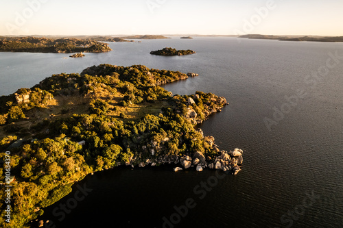 Aerial drone photo during sunset Lake Victoria, Mwanza, City of Rocks, Tanzania photo