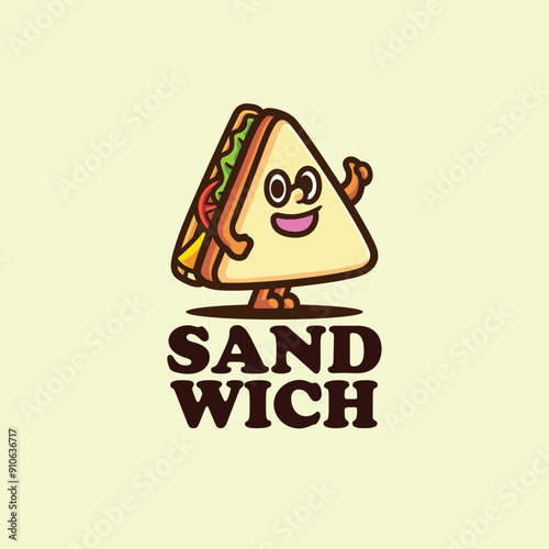 Sandwich with hand and foot logo character cartoon mascot vector illustration