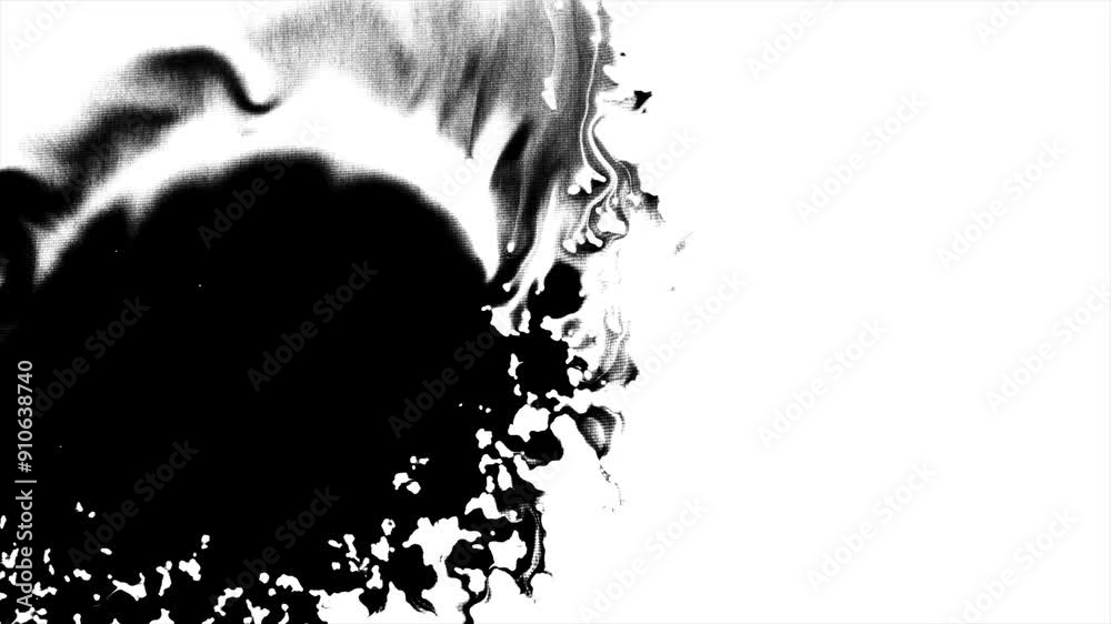 Black ink drop on white background