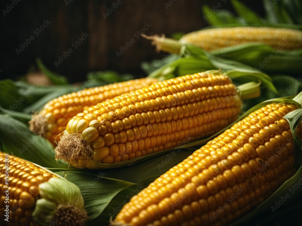Ripe juicy fresh corn for the background Ripe juicy fresh corn for the background