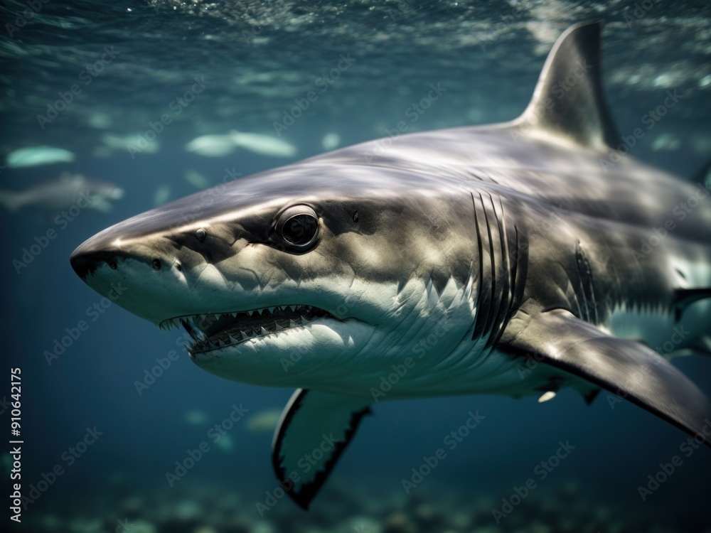 Fototapeta premium Shark under water closeup environmental background