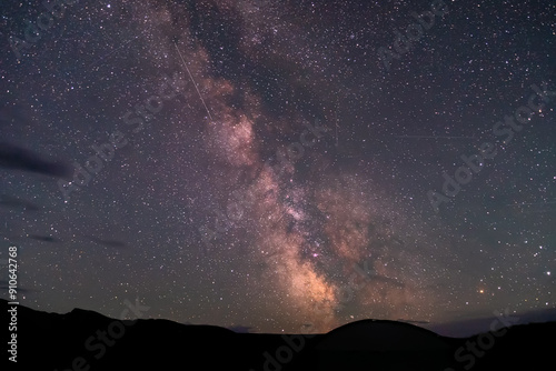 milky way sky stars mountains night