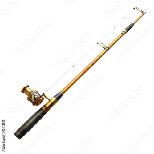 A vintage fishing rod, showcasing its intricate design and craftsmanship, perfect for fishing enthusiasts and collectors. transparent background photo