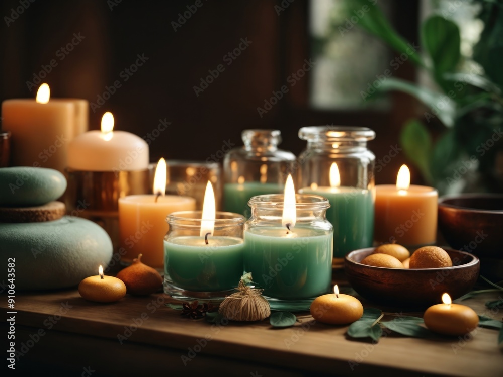 Spa still life with aromatic candles Spa still life with aromatic candles