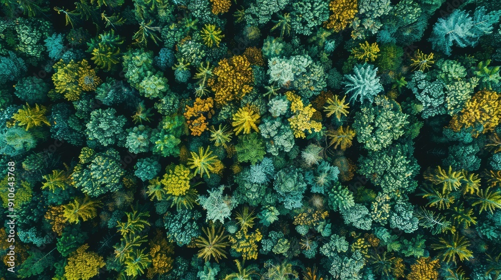 Obraz premium Aerial View of a Lush Forest Canopy